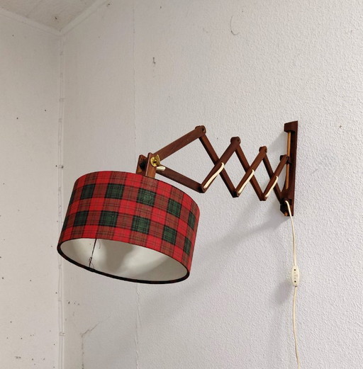 sixties teak scissor lamp