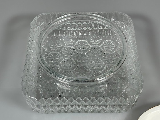 Image 1 of Plafondlamp uit de jaren 60/70, plafondmontage, glas, metaal, ruimtetijdperkontwerp