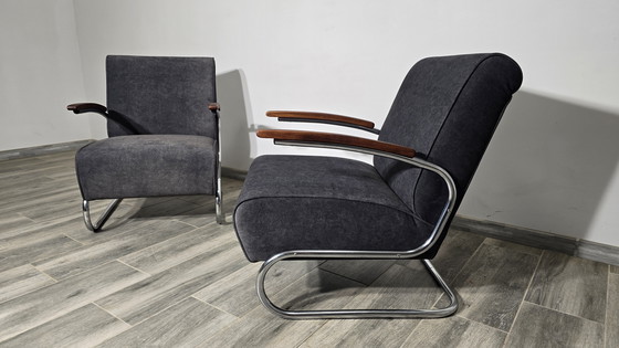 Image 1 of Bauhaus-Chromsessel S411 von Willem Hendrik Gispen für Mücke Melder, 2 Exemplare