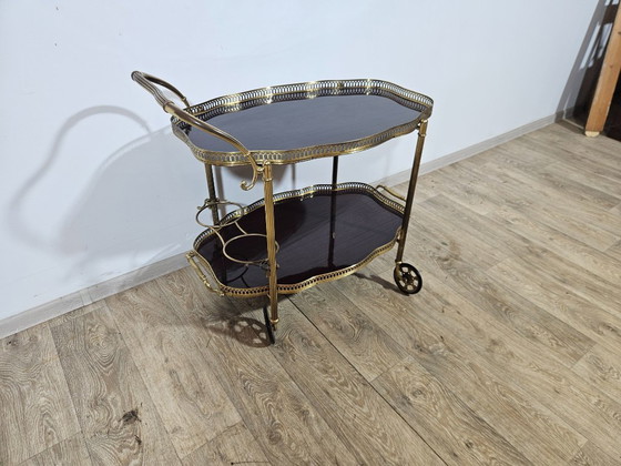 Image 1 of Chariot de bar luxueux, Maison Jansen, style Hollywood Regency, France, années 1950/70