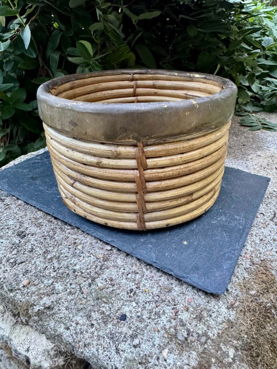 Rattan Brass Basket Gabriella Crespi 60s – Decorative Objects (photo 5 of 5)