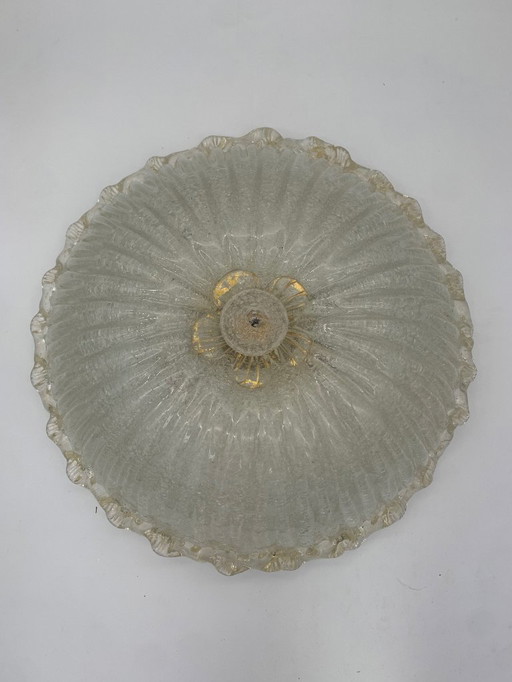 Murano glass ceiling light attributed to Barovier with gold