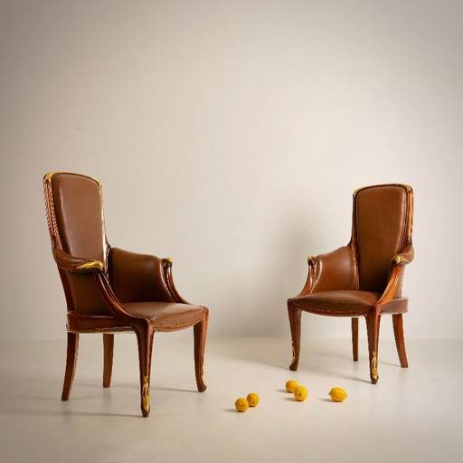 LOUIS MAJORELLE, Viorne armchairs, circa 1910