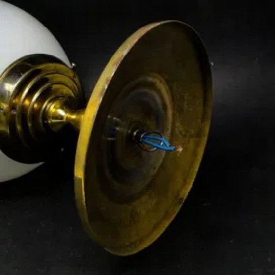 Postmodern Pending Lamp, Poland, 1970s, Lighting, Glass, Metal, Gold (photo 5 of 9)