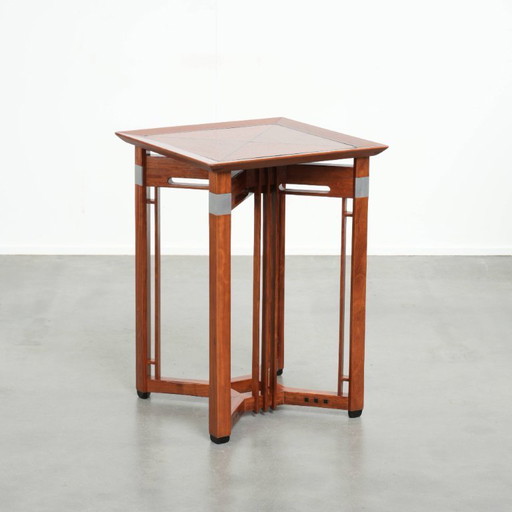 Hoher Beistelltisch im Art-Deco-Design mit abnehmbarer Tischplatte von Schuitema aus der Decoforma-Serie – bijzettafels, Wood