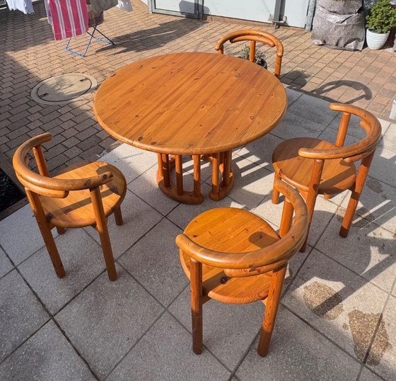 Image 1 of Design classic: Rainer Daumiller dining set (solid pine) + matching sideboard (table + 4 chairs + sideboard).