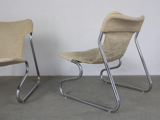 Image 1 of Fauteuils vintage années 70 à structure tubulaire en acier, lot de 2