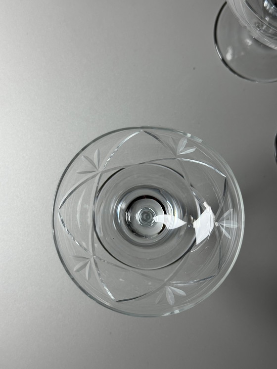 Image 1 of Holmegaards Glasværk - Años 20 - Juego de 6 copas de cóctel y champán de cristal grabadas a mano - Modelo Ulla