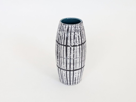 Image 1 of Scheurich Keramik Bambus Europ Linie West-Duitsland Zwart Wit Lava Glazuur Vaas