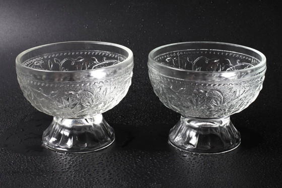 Image 1 of Set of 4 Mid-Century Pressed Glass Dessert Bowls Cibulak by Pavel Panek / 1977