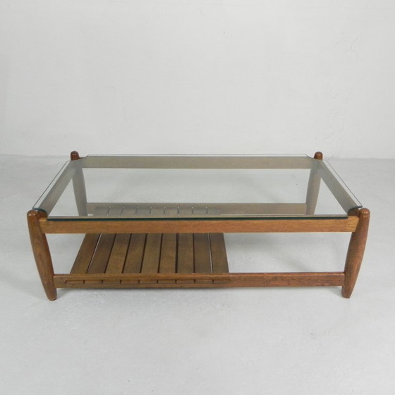 Image 1 of Scandinavische salontafel met glazen blad, jaren '60