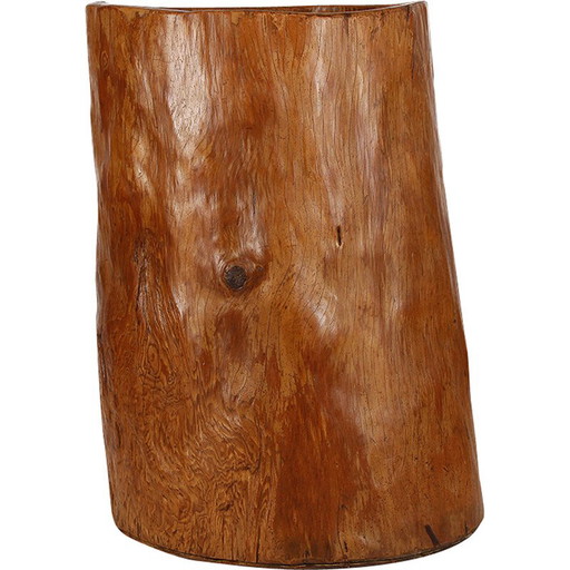 Vase de rangement vintage en bois, Tchécoslovaquie