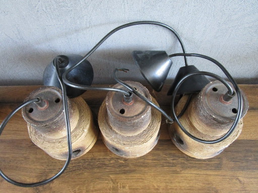 Lampade a sospensione vintage in ceramica Herda, anni '70, stile Space Age