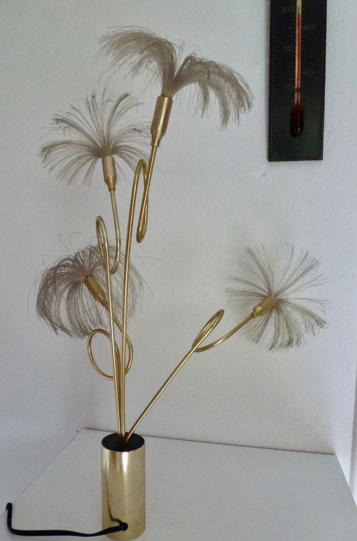 Lámpara vintage de fibra óptica - Palmera - Era espacial - Hollywood Regency.
