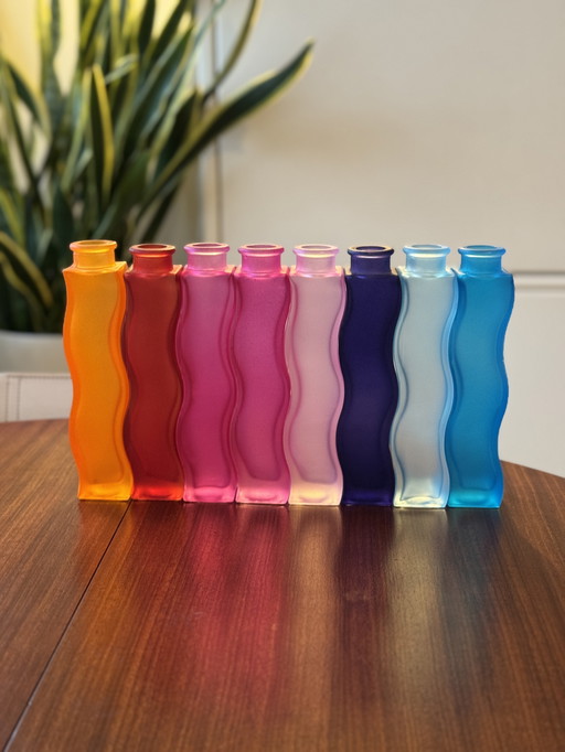 Set vintage IKEA Skamt Squiggle Zigzag Vaasjes 7 stuks 90s design