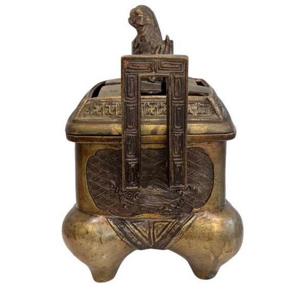 Antieke Chinese bronzen wierookbrander met draak en Foo Dog – 107 – Decoratieve objecten (photo 4 of 9)