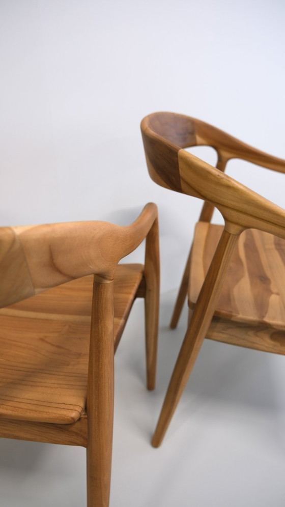 Image 1 of Eetkamerstoelen – massief teak (set van 6)