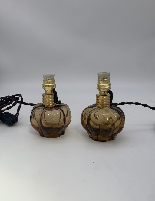 Paire de lampes de table en verre de Murano par Seguso