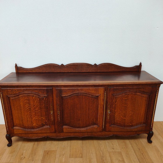 Vintage rustic wooden sideboard, wall cabinet, buffet. (photo 17 of 17)