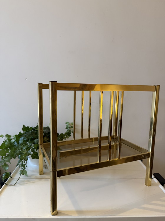 Hollywood Regency Magazine rack – Glass, Metal (photo 3 of 7)