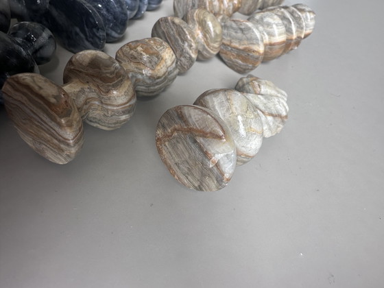 Image 1 of Vintage marble onyx solid natural stone chessboard