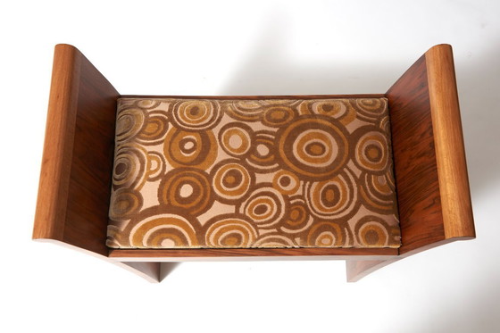 Image 1 of Art Deco footrest in walnut and gold velvet