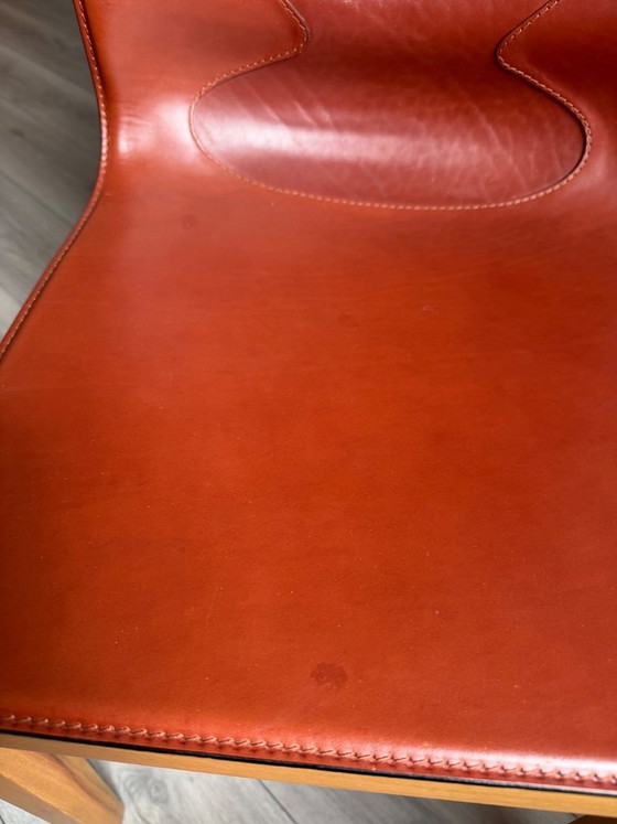 Image 1 of Original Matteo Grassi designer chairs in rare cognac leather – set of 8 in