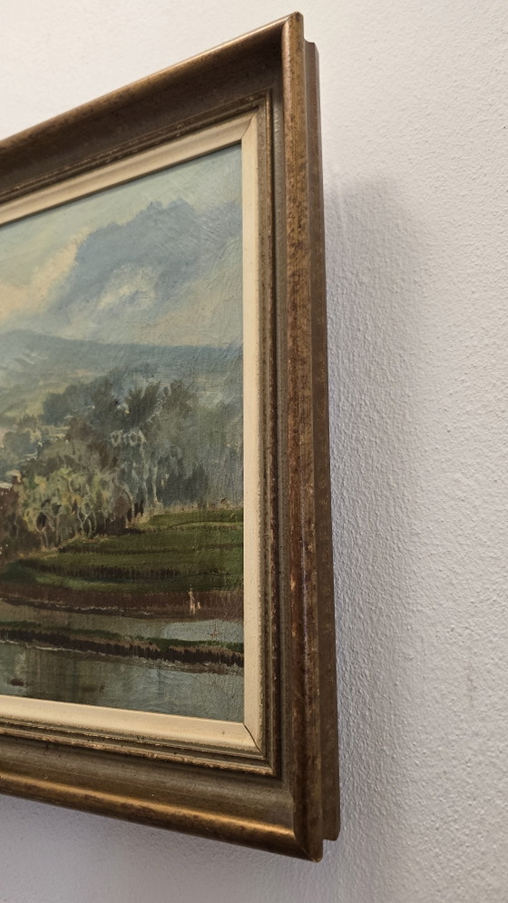 Mid-Century Indonesisch Olieverfschilderij 'Tangkuban Prau, Java' - Gesigneerd DIKA (58x42cm) (photo 12 of 15)