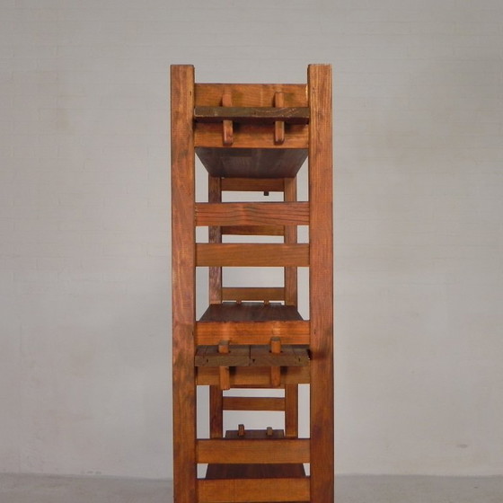 Dismountable wooden bookshelf, etagere, 1960s, Shelving unit, Brown, Vintage (photo 7 of 15)