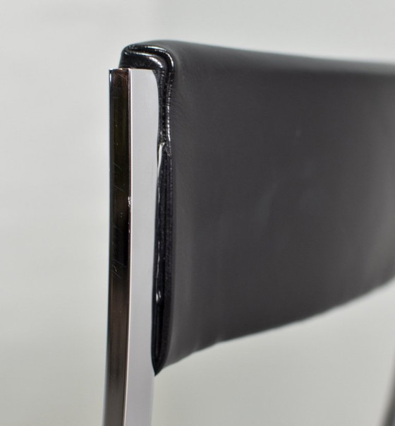 Image 1 of Superb Minimalistic Foldable Dining Chairs Designed by Marcelo Cuneo for Mobel Italia, Set of 4. Italy, 1970s.