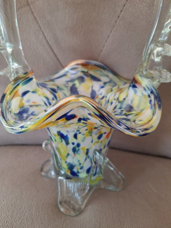 Image 1 of Glazen mand in Murano-stijl – vintage kunstglas, mondgeblazen, kleurrijk
