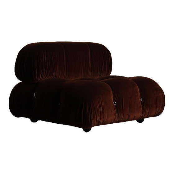 Image 1 of 2x Camaleonda sofa modules by Mario Bellini for B&B Italia in chocolate brown velvet, Italy, 1970s