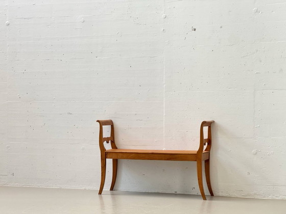 Image 1 of Biedermeier-style cherrywood bench, 1930s