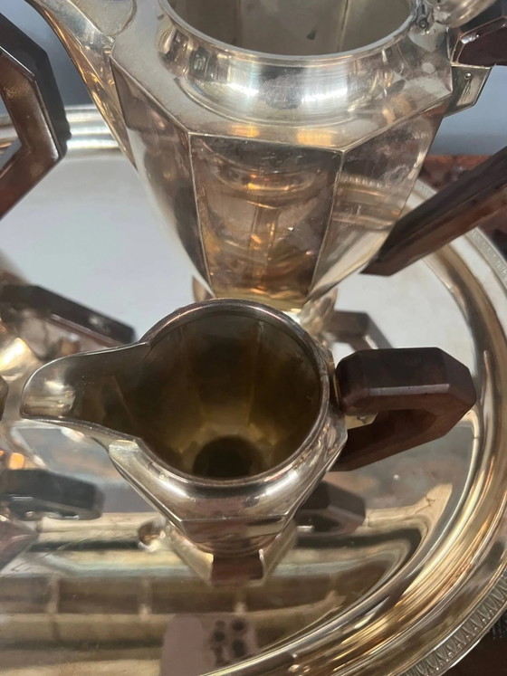 Juego de té y café Art Déco. Metal plateado y caoba. – Accesorios de cocina, Art Deco (photo 5 of 7)