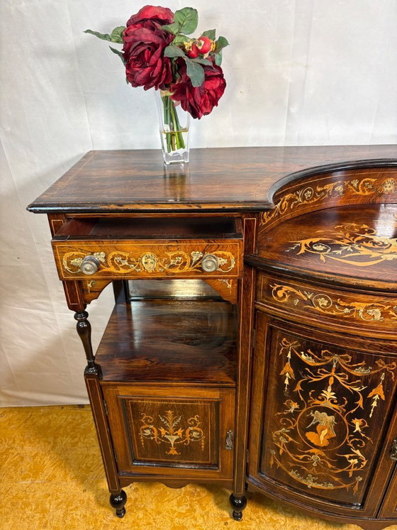 Image 1 of Antique English Sheraton Revival Rosewood Inlaid Server / Buffet – Late 19th Century