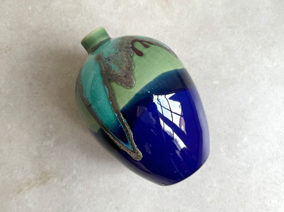 Image 1 of 1X Hermoso jarrón de cerámica esmaltada