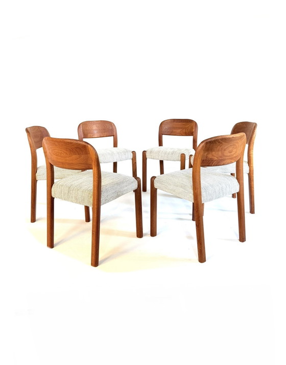 Image 1 of 6x gerestaureerde Deense eetkamerstoel, EMC Møbler ‘80