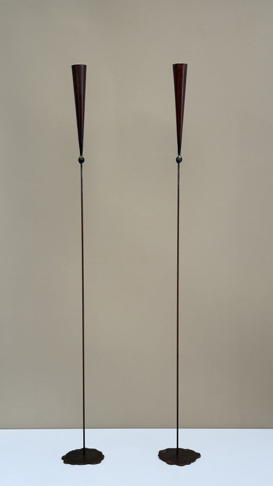 Vintage Brutalist Vloerkandelaars Pieter Spruyt Dutch Design – Kandelaars en kaarsen, Metal, Iron (photo 13 of 15)