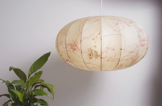 Image 1 of Italian Coccoon Pendant Lampshade Mid Century Modern Resin Large Hanging Light Vintage 1960s