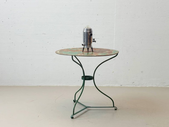 Image 1 of Green French gueridon metal garden table, 1950s