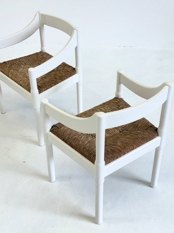 Image 1 of Set of two Carimate chairs by Vico Magistretti in white