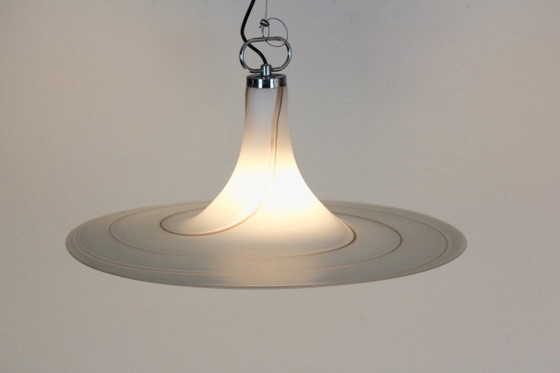 Vetri Murano Wirbelglas Pendelleuchte, Pendelleuchten, Chrom, Italian Design (Foto 5 von 11)