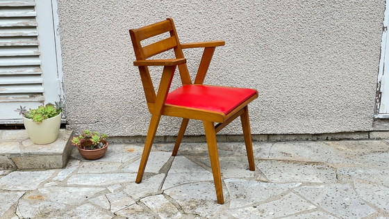 Image 1 of Sedia da ufficio anni '50 con gambe a compasso