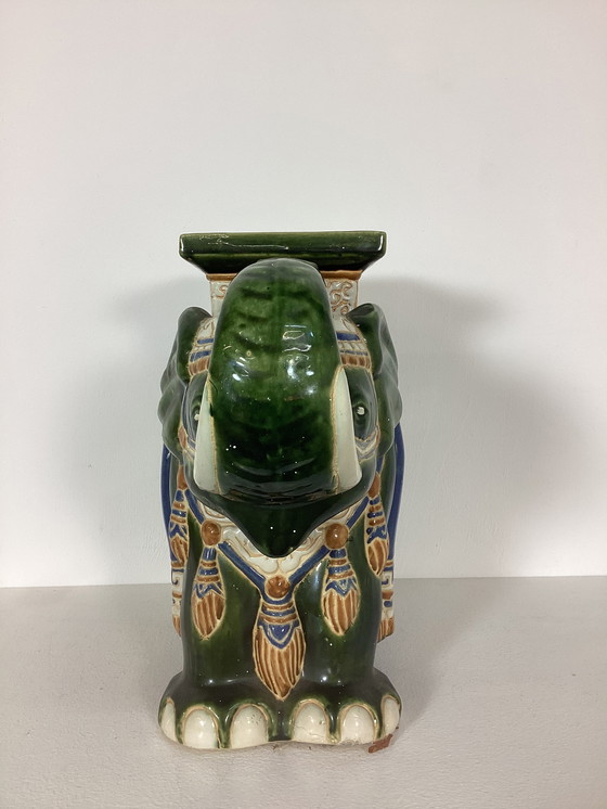 Image 1 of Vintage keramieken olifant plantentafel seventies 