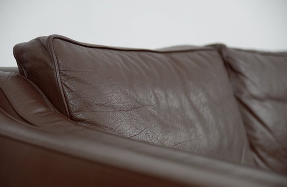 Image 1 of Divano vintage in pelle marrone, stile scandinavo moderno di metà secolo, anni '70