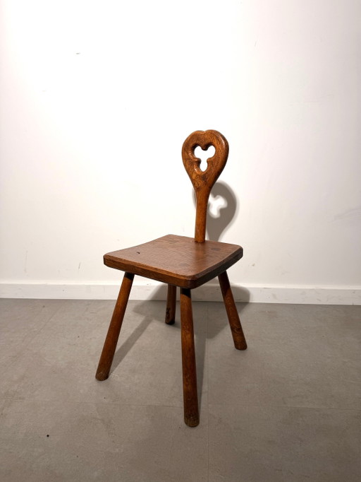 Rustieke eiken stoel in brutalistische stijl – eetkamerstoelen
