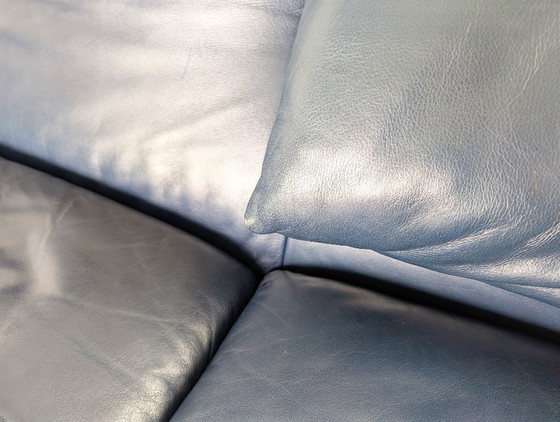 Image 1 of Cassina Maralunga Sofa Dreisitzer Couch Magistretti Leder blau
