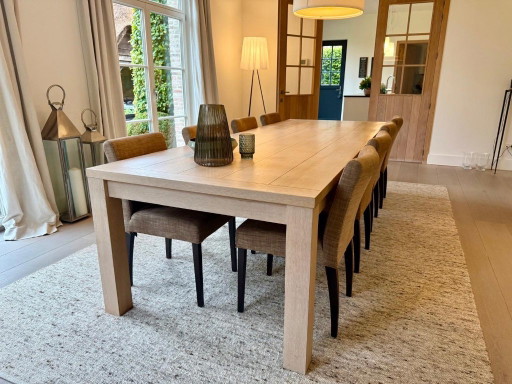 Massief Eiken Tafel Model Piet Boon 300 * 110cm Met 10 Stoelen – eettafels, Textile, Wood (photo 2 of 5)