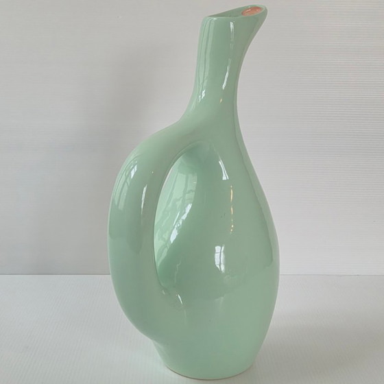 Image 1 of BELANGRIJKE VAAS UIT DE JAREN 60, KANVORMIG, RICARD KERAMIEK, CELADON KLEUR, JAREN 60