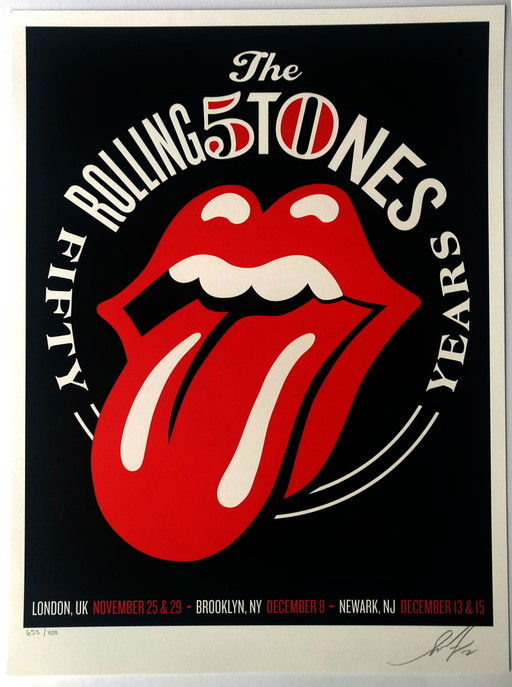 Rolling Stones 50 años - Shepard Fairey OBEY serigrafía original